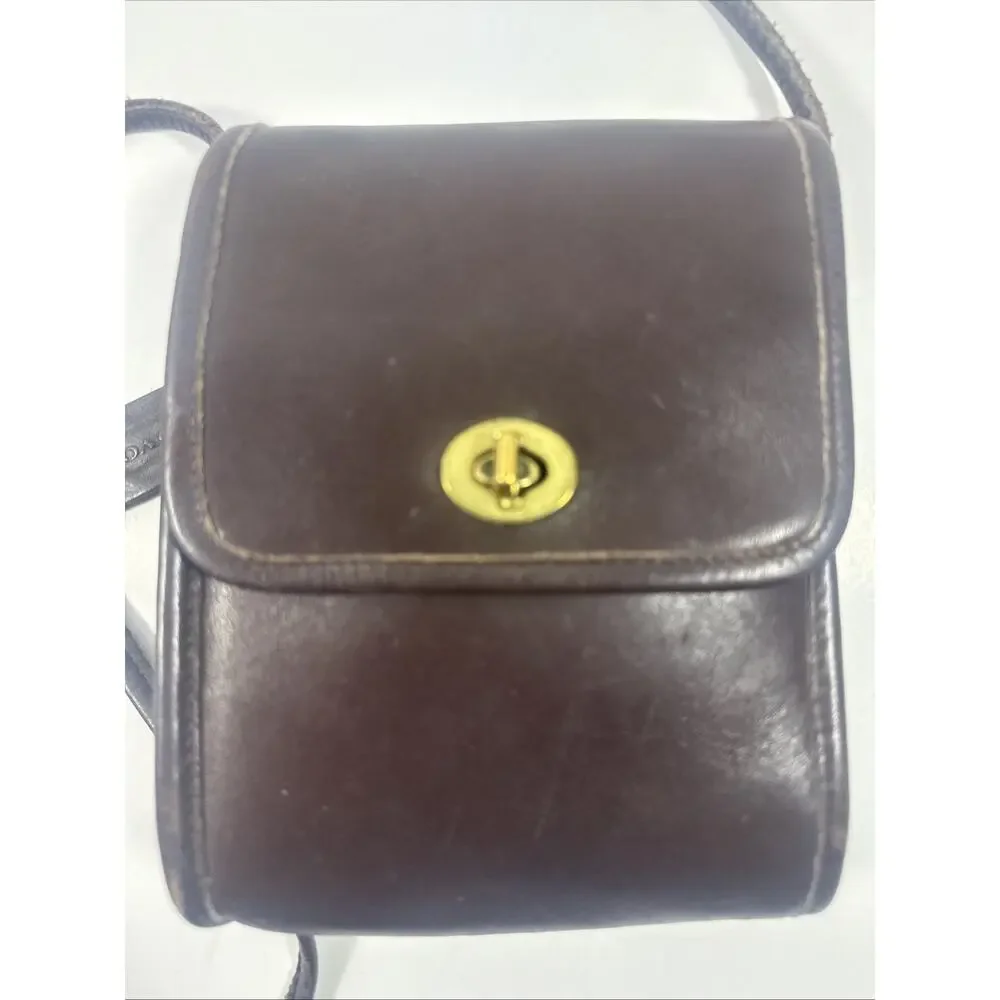 Vintage Coach 9893 Leather Scooter Crossbody Shoulder Bag Flap Mahogany Brown